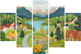 Tablou - Sat în Munți (150x105 cm)