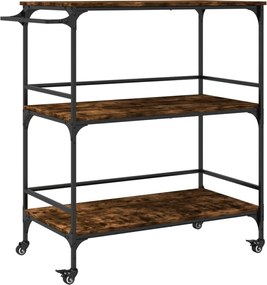 vidaXL Cărucior de bucătărie stejar fumuriu 100,5x50x105 cm lemn