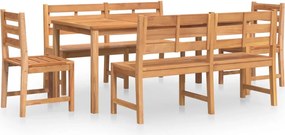 vidaXL Set de sufragerie de grădină, lemn masiv de tec, 5 piese