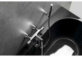 Baterie argintiu-lucios pentru cadă cu montare pe perete (2 ieșiri) Solaris – Sapho