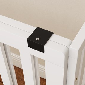 PawHut Poartă pentru Câini Pliabilă de Siguranță Extensibilă 102-183 cm cu 2 Suporturi Detașabile, Panouri Laterale, Poartă din Lemn pentru Câini de Talie Mică și Medie, Barieră Protectoare pentru Scări | Aosom Romania