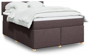 vidaXL Pat box spring cu saltea, maro închis, 140x200 cm, textil