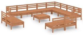 3083172 vidaXL Set mobilier de grădină, 13 piese, maro miere, lemn masiv pin
