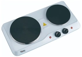Plita electrica dubla Oliver Voltz OV51445ND, 2500W, 5 trepte, Indicator luminos, Alb