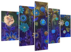 Tablou - Flori albastru închis (150x105 cm)