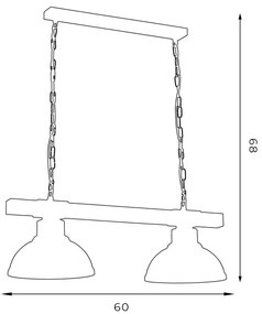 Lustra cu lant HAKON 2xE27/60W/230V