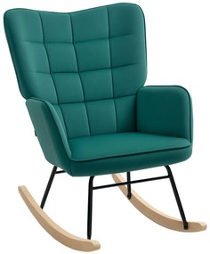 HOMCOM Fotoliu cu leagăn rocking chair acoperiș din catifea structură din oțel 71 x 98 x 101 cm Verde | Aosom Romania