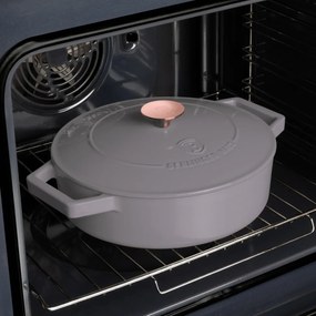 Cratiță din fontă emailata cu capac 26 cm, 2.57 L Berlinger Haus Taupe Collection BH 6527, pentru gătit lent, compatibilă cuptor/plite