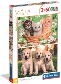 Animale Brothers in Fur Puzzle Clementoni 2x60 piese