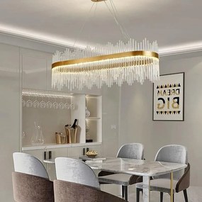 Candelabru Textura Cristal, Metal, 120W, Auriu