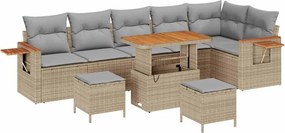 vidaXL Set de canapele pentru grădină 11 pcs Beige și gri deschis