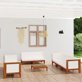 Set mobilier gradina cu perne, 9 piese, lemn masiv de acacia