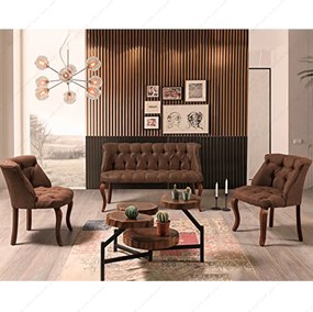 Set canapea 2 persoane cu 2 fotolii, Cafe Homs maro