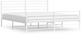 352393 vidaXL Cadru de pat metalic cu tăblie, alb, 200x200 cm