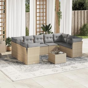 vidaXL Set canapele de grădină cu perne, 10 piese, bej, poliratan