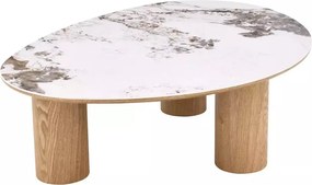 Măsuță de cafea Adelis alb lucios / stejar – L110 x l80 cm
