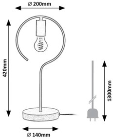 Veioza, lampa de masa design industrial Rufin negru 20cm