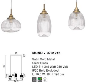 Lustra cu 3 pendule design modern Mond