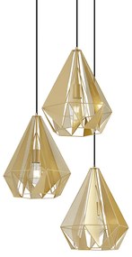Lampă suspendată industrială aurie cu plasă cu 3 lumini - Carcass