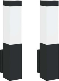 vidaXL Lumină de perete pentru exterior 2 pcs Negru 10.5 x 6 x 33 cm
