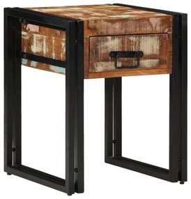 vidaXL Masă laterală cu sertar, negru, 40x40x50 cm lemn masiv reciclat