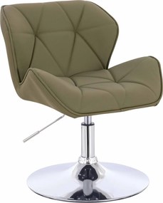 HR111N Scaun Khaki Piele Ecologica Premium Soft cu Bază Cromata