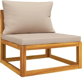 vidaXL Canapea de mijloc grădină, perne gri taupe, lemn masiv acacia