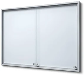 Vitrina cu informații interioare cu uși glisante SLIM 10 x A4 - spate tablă, aluminiu