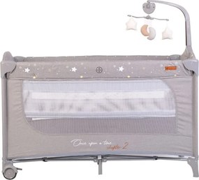 Patut pliant transformabil in tarc copii NOVOKIDS™ Onceuponatime NEST, 62X125 cm, 2 Niveluri, Jucarie Carusel muzical, Fermoar acces lateral, Gri