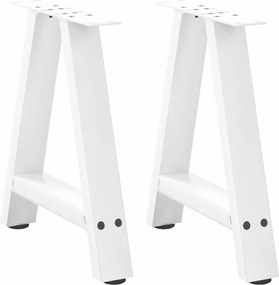 vidaXL Picioare pentru măsuță de cafea în formă de A, 2 buc., alb, 50x(42-43) cm, oțel