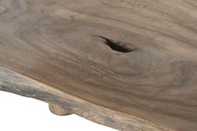 Măsuță de cafea din lemn de tec, natur, cu blat din trunchi și picioare din ramuri, finisaj natural, 50 x 110 x 70 cm, „Brezia” – Ethnic Collections