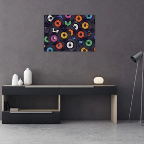Tablou pe sticlă - plăci de gramofon (70x50 cm)