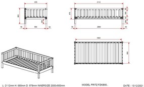 Pat Cabină Fritz 90x200 cm, pentru Copii, Pin Lăptos – Vipack