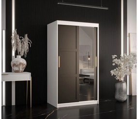 Dulap de haine Riven 2 100 (alb mat + negru mat) (cu oglindă). 1064166