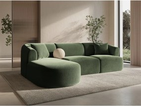 Colțar verde cu tapițerie din catifea (cu colț pe partea stângă/cu șezlong) Campi – Cosmopolitan Design