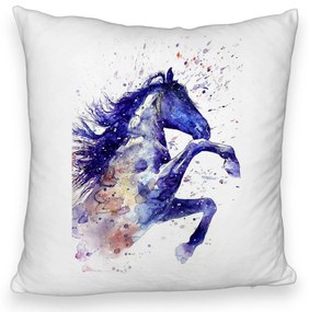 Perna Decorativa Fluffy, Model Colorful Horse, 40x40 cm, Alba, Husa Detasabila, Burduf
