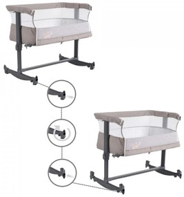 Patut copii transformabil in balansoar bebe NOVOKIDS™ Babies , Design modern, Co-Sleeper , Dimensiuni 90X55X80 cm, 5 trepte de inaltime, Saltea