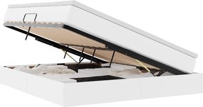 vidaXL Pat cu saltea și spațiu de depozitare Alb 160 x 200 cm