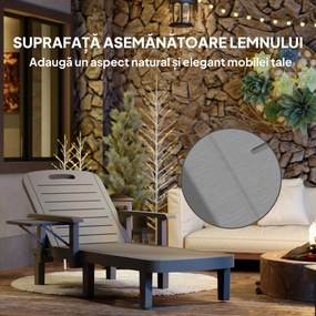 Outsunny Set 2 Șezlonguri cu Spătar Reglabil în 5 Poziții, Măsuță și Brațe Ergonomice, 79x158x88 cm, Gri | Aosom Romania
