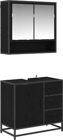 vidaXL Set de mobilier pentru baie 2 pcs Stejar Negru Lemn compozit