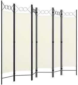 Paravan de cameră cu 6 panouri, alb crem, 240 x 180 cm