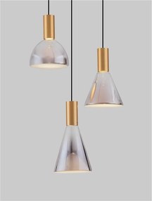 Lustra moderna cu 3 pendule LED, Metal, Sticla, Fumuriu, Voi