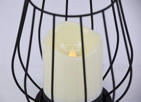 Suport metalic pentru lumânare, lumânare LED, alb cald, negr