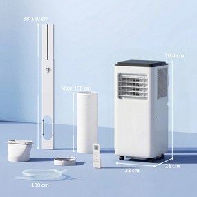 HOMCOM Aparat de aer condiționat mobil 9000BTU 2,6kW 5 în 1 răcire, dezumidificator, ventilator, auto, mod noapte, 2 viteze | Aosom Romania