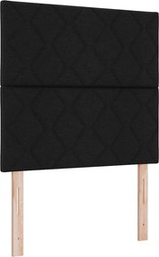 vidaXL Pat cu arc LED cu saltea Negru 120 x 200 cm țesătură