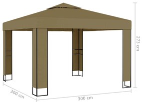 Pavilion cu acoperis dublu  lumini LED, gri taupe ,3x3x2,7m Gri taupe