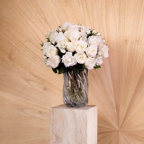 Buchet artificial LUX din 72 de trandafiri albi, Roses