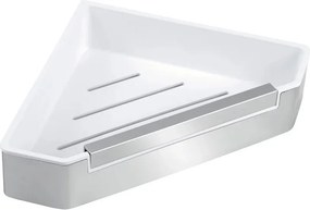 Etajera dus de colt Ferro Emotion cu racleta pentru sticla alb - inox