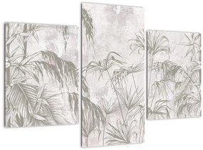 Tablou - Plante tropicale pe perete gri (90x60 cm)