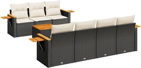 vidaXL Set mobilier de grădină cu perne, 8 piese, negru, poliratan